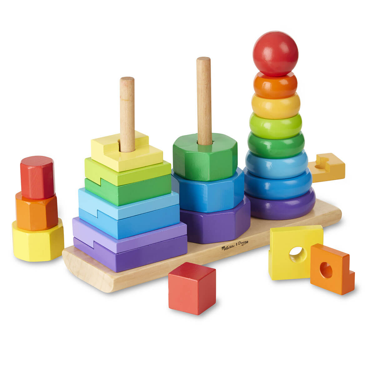 melissa and doug wooden geometric stacker