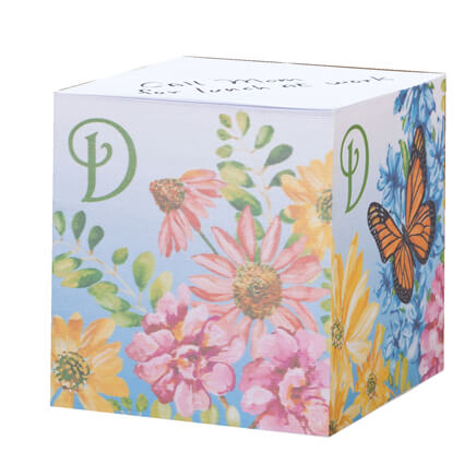 Personalized Floral Butterfly Self Stick Note Cube